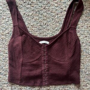 Urban Outfitters Red Ribbed Sleeveless Crop Tank